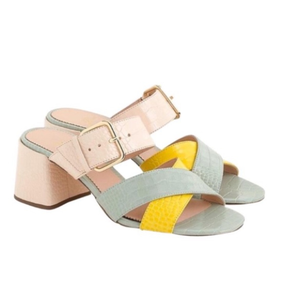 ⚡️🚚 MOVING SALE!💛🩷🩵 J.Crew Multicolor Penny Pastel Croc Embossed Sandals